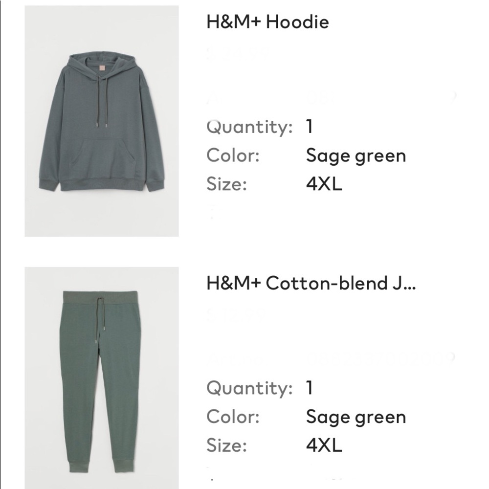 H&M curve jogger set NWOT
